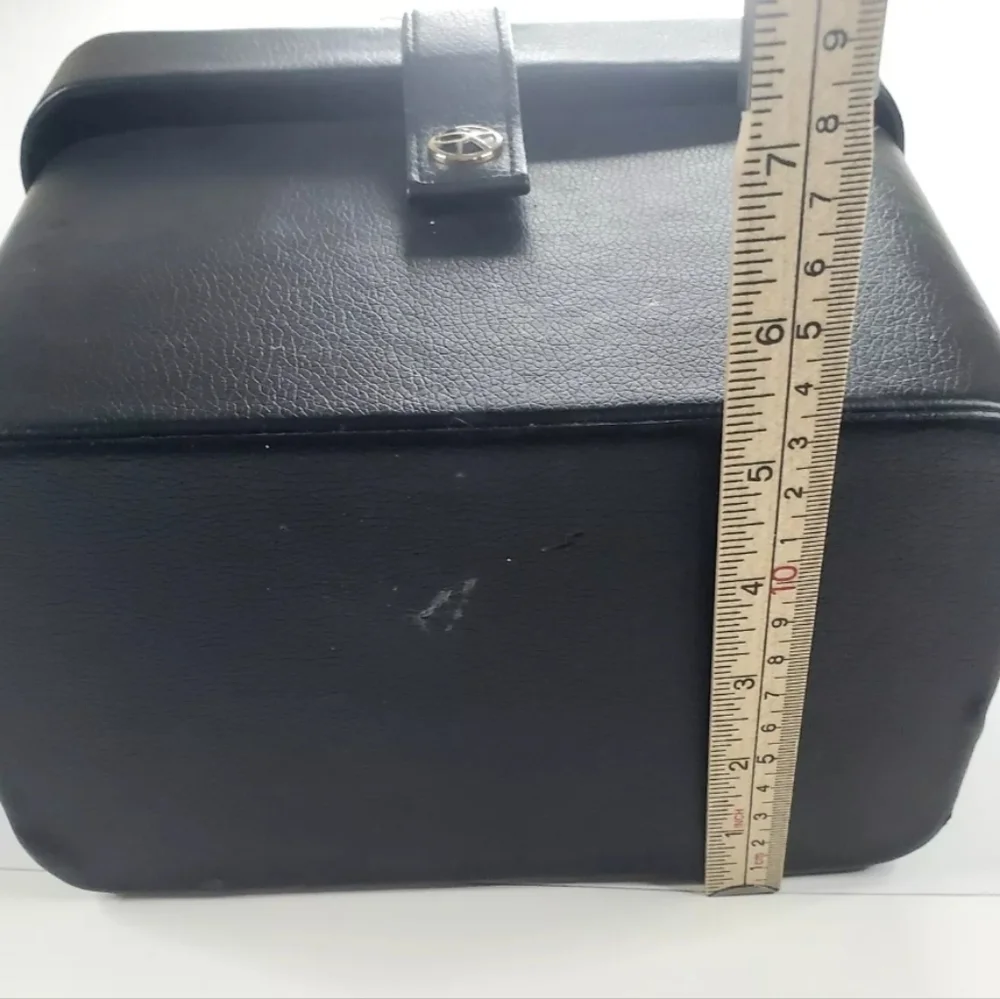 Sonia Kashuk Small Makeup Carrier Faux Leather Black Square Magnetic Enclosure